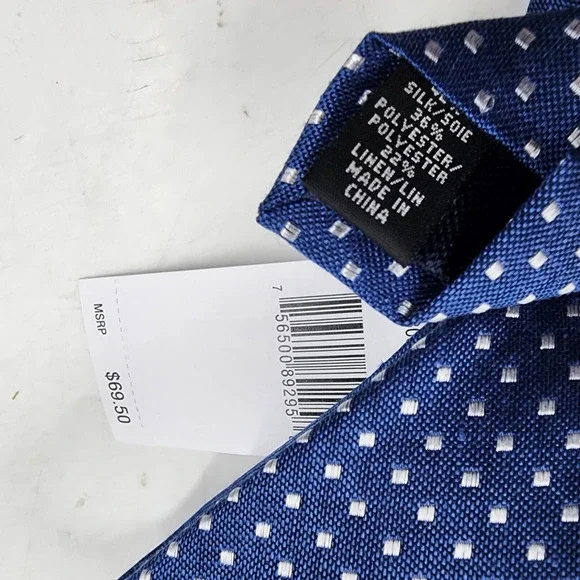 MICHAEL KORS Classic Simple Small Square Print Neck Tie Men's One Size Navy - Picture 13 of 13